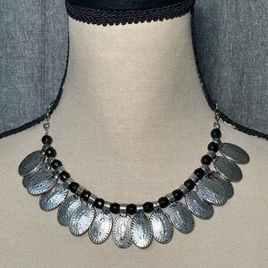 Oxidized Silver Tone Boho Adjustable Choker Necklace